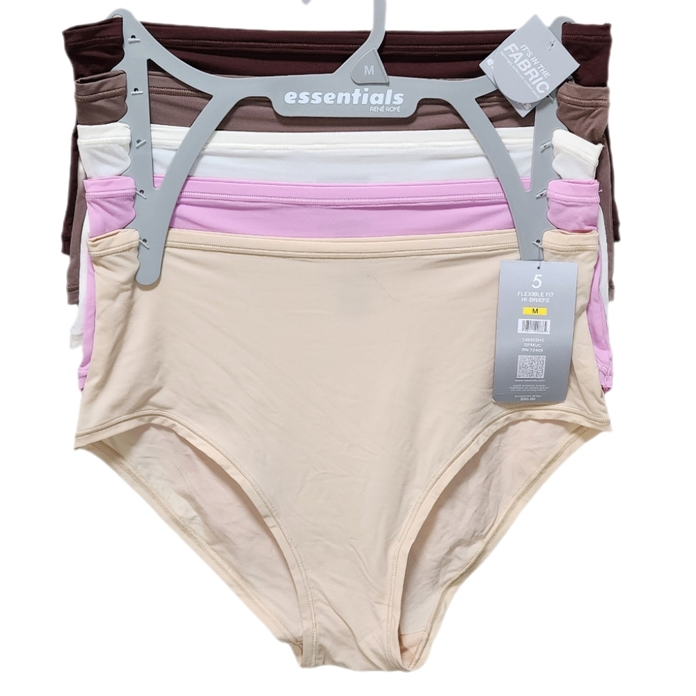 Rene Rofe Essentials Panties 5-Pack Hi-Briefs Flexible Fit Women’s Underwear M - Picture 10 of 14